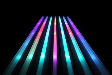 Wall Mural - 3d led panel with colorful fading light bars in rgb, offering a smooth transition of colors.