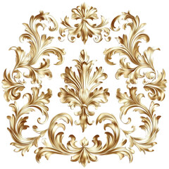Wall Mural - Gold baroque ornament, a PNG element clipart on a transparent Background Png file Format
