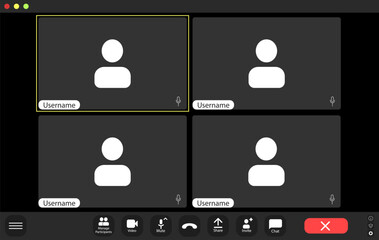 Wall Mural - four placeholders for participants during an online meeting
