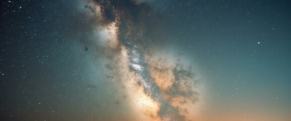 Poster - Stunning cosmic view of the Milky Way galaxy revealing vibrant colors and a multitude of stars on a clear night