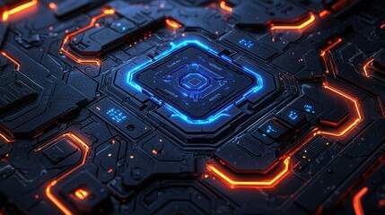Wall Mural - glowing geometric patterns on a textured surface
