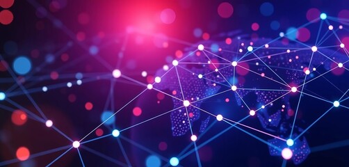Wall Mural - Abstract network background with connected lines and dots, depicting global data transfer,  internet,  vector