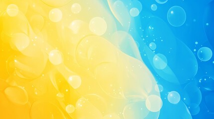 Wall Mural - vibrant yellow and blue bubbles abstract background featuring colorful spheres in liquid motion with