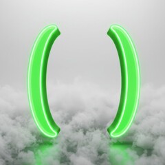 Wall Mural - Green parenthesis isolated on white background, neon glowing brackets for graphic design, text decoration and web elements use cases.