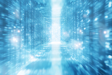 Wall Mural - abstract digital tunnel glowing blue light data stream technology future