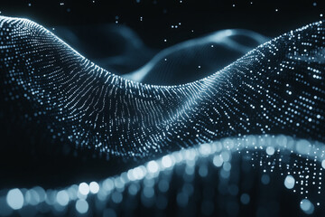 Wall Mural - abstract blue glowing particle wave landscape digital art