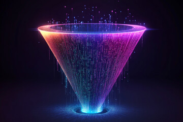 Wall Mural - colorful data streams flow into a glowing funnel a digital vortex of information technology