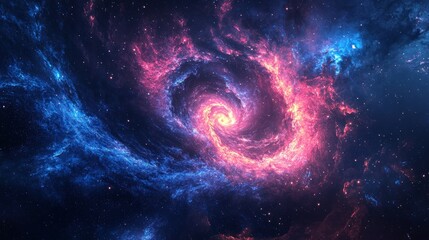 Wall Mural - A mesmerizing blend of deep blue and pink galaxy swirls
