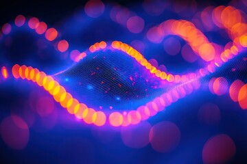 Wall Mural - glowing double helix on grid, abstract art