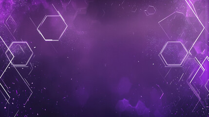 Wall Mural - a modern background, featuring a solid purple base color, white geometric shapes like hexagons and t