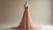 © Angavlan - Ballroom Dress in Soft Pink Fabric on Mannequin for Fashion Blogs, Dress Design Websites, Formal Wear Articles, and Event Planning Content