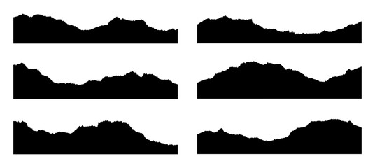Wall Mural - Set of grunge border, divider shapes, black banners with jagged edge vector illustration