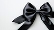 © Thirawat - glossy black ribbon bow, its sleek design sharply contrasting with a bright white background