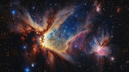 Wall Mural - celestial explosion of cosmic colors outer space digital art stellar environment wide angle astronom
