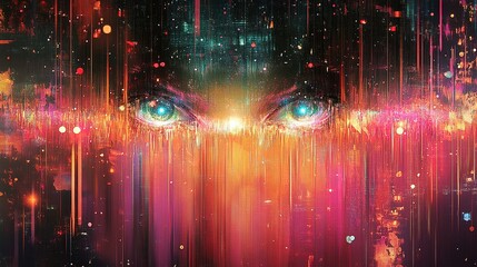 Wall Mural - Visualizing digital reality abstract eyes conceptual art futuristic environment surreal perspective