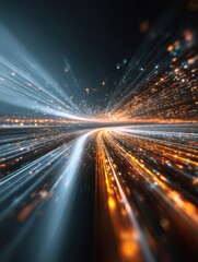 Aufkleber - Abstract data stream flowing with speed of light concept futuristic technology background digital transformation