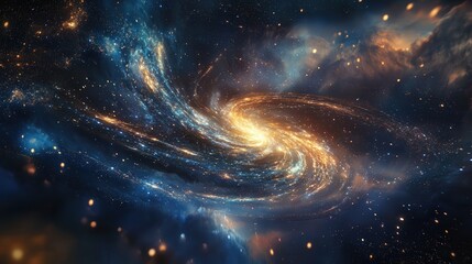 Wall Mural - luminous galaxy shape emerges from moving lights, their swirling motion creating a celestial dance o