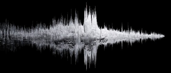 Poster - Abstract Sound Wave Visualisation on Black Background Digital Art Graphic Illustration