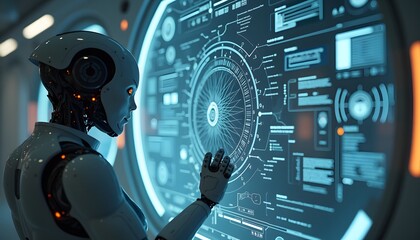 Robot operating a circular data display