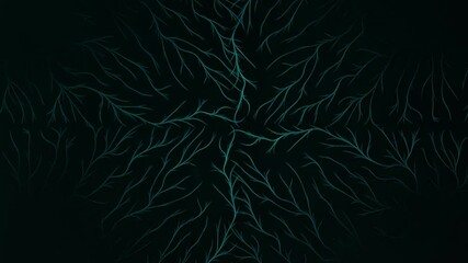Wall Mural - glowing blue neural branch pattern radiating symmetrically from dark center. abstract energy flow, d
