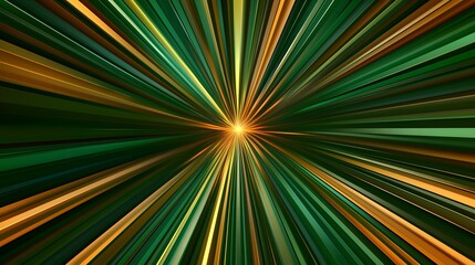 Wall Mural - the image contains an abstract design of radiating lines in shades of green and gold, converging tow