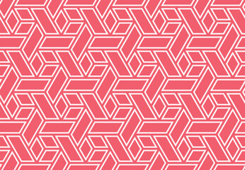 Fototapete - The geometric pattern with lines. Seamless vector background. White and pink texture. Graphic modern pattern. Simple lattice graphic design