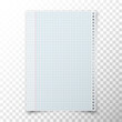 © Gurt - Realistic paper notebook sheet with grid lined and margin. White blank notepad page for homework, mathematics, formulas. Copybook lined notepaper sheet with shadow. Vector illustration