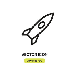 Aufkleber - Rocket icon vector. Linear-style sign for mobile concept and web design. Rocket symbol illustration. Pixel vector graphics - Vector.