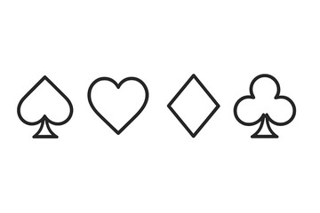 Aufkleber - Playing card suits with spade, heart, diamond, and club designs illustrating a simple and minimalist style