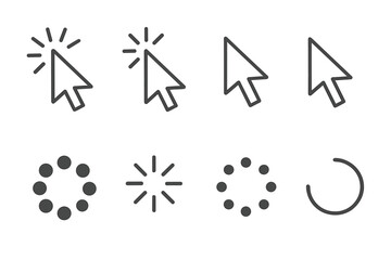 Leinwandbilder - Various cursor icons and loading symbols depicted in a minimalistic style showcasing digital design elements for user interaction
