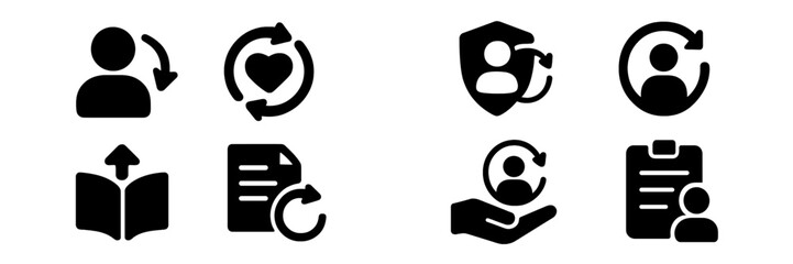 Aufkleber - Icons representing user engagement and feedback processes in a digital environment