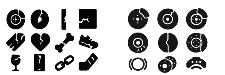 Leinwandbilder - Different shapes and icons representing broken and damaged items displayed in a creative arrangement on a plain background