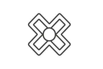 Fototapete - Symbol representing a cross mark with a central circle in minimalistic design, suitable for various applications and contexts