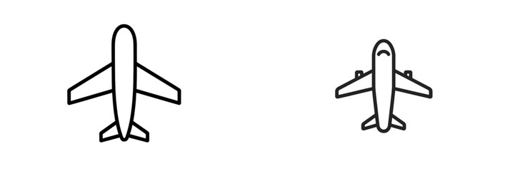 Poster - Flying aircraft icons in simple design showcasing different perspectives of airplanes