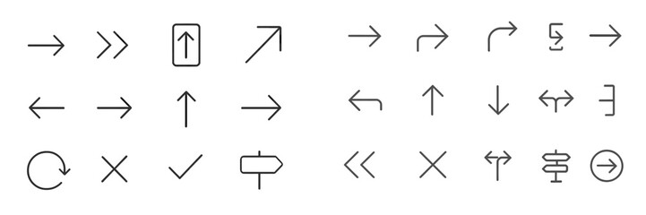 Leinwandbilder - Collection of directional symbols and arrows for navigation and signage design in a minimalistic style
