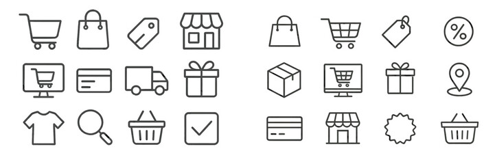 Aufkleber - Shopping icons illustrating various activities such as purchasing, storing, and delivery