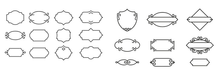 Aufkleber - Elegant decorative frames in various shapes for creative design projects and invitations