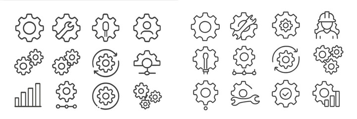 Leinwandbilder - Collection of gear icons representing various tools and functions in a design or development context