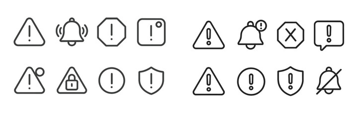 Aufkleber - Collection of warning symbols and icons displayed on a neutral background for graphic design purposes
