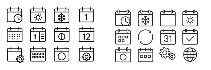 Leinwandbilder - Calendar icons representing various seasons, dates, and functions for scheduling and planning tasks