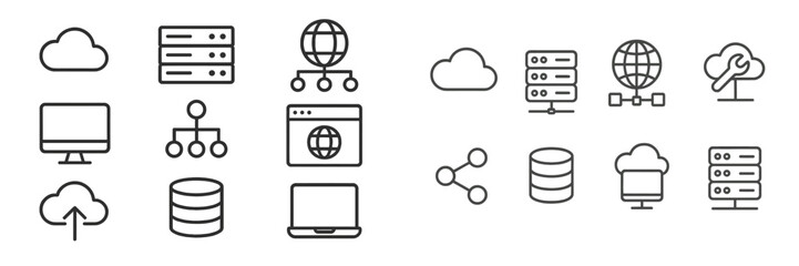 Fototapete - Digital cloud technology icons representing data storage and network connectivity in modern computing environments