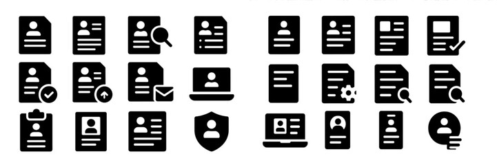 Fototapete - Multiple icons depicting professional documents and tools for digital communication in a minimalist style