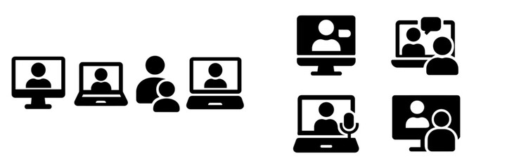 Fototapete - Digital communication methods show virtual meetings and connections through screens during modern remote work