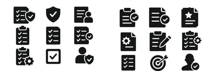 Leinwandbilder - Checklist icons for task management and organization displayed on a white background