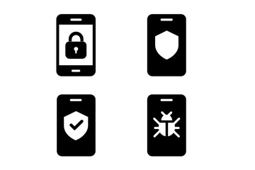 Poster - Mobile security icons illustrating protection and malware detection on smartphones