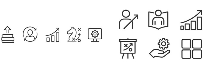 Poster - Collection of icons illustrating growth, strategy, and analytics in business environments