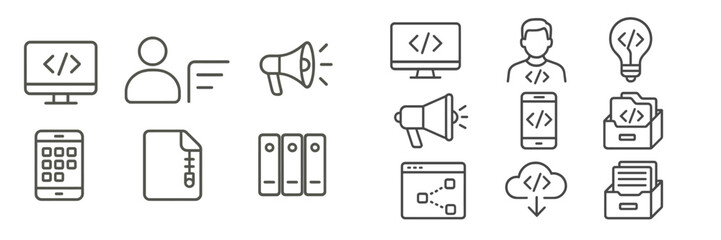 Poster - Digital tools and icons representing technology, communication, and organization in a modern workspace