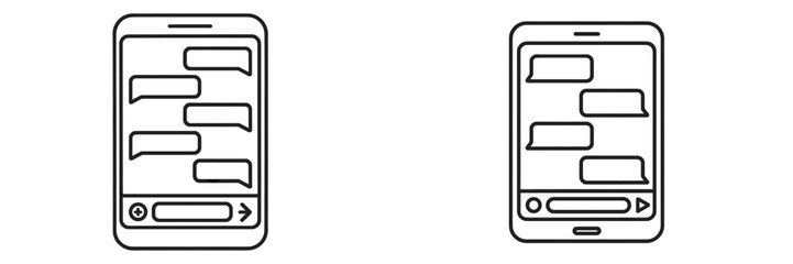 Aufkleber - Two mobile phone screens displaying text message conversations in a minimalist design