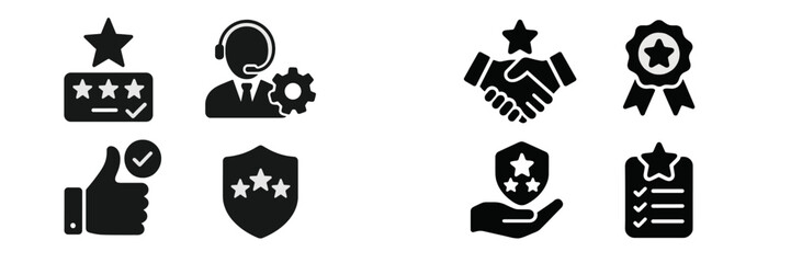 Aufkleber - Icons representing customer service, quality assurance, and satisfaction symbols in a professional context