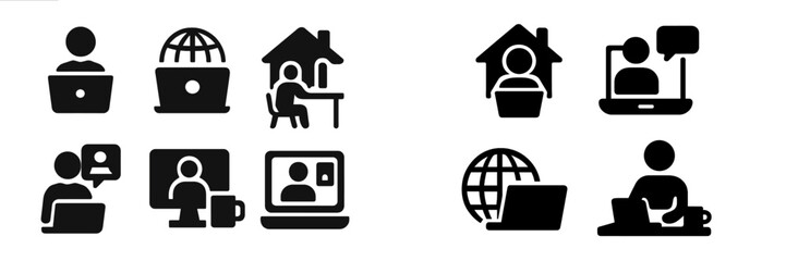 Poster - Modern communication symbols representing remote work and online interaction during business hours